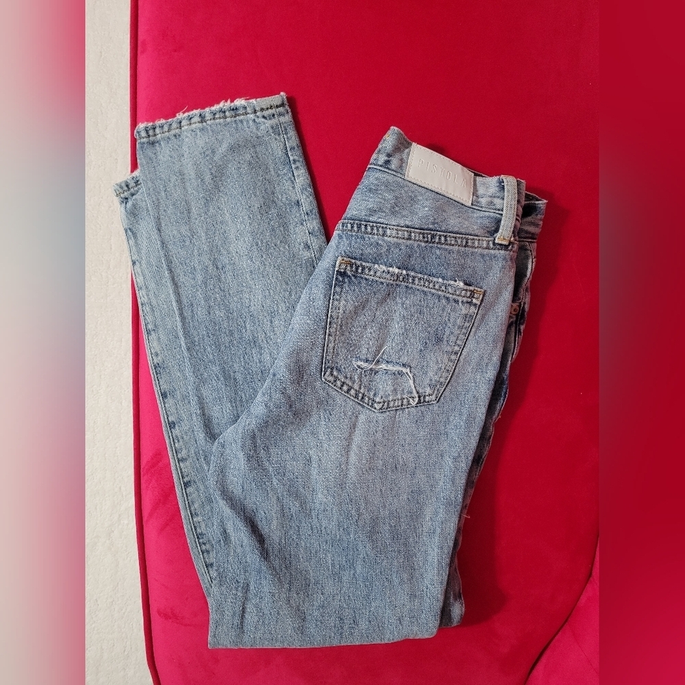 PISTOLA Blue High Rise Distressed Jeans - Picture 15 of 15